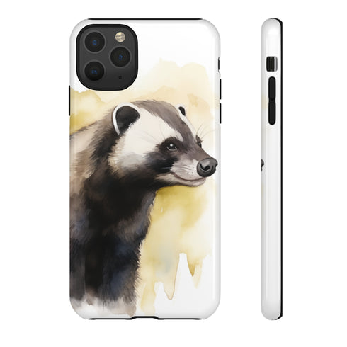 Badger on a Yellow Background - Impact Resistant Phone Case iPhone 11 Pro Max Glossy